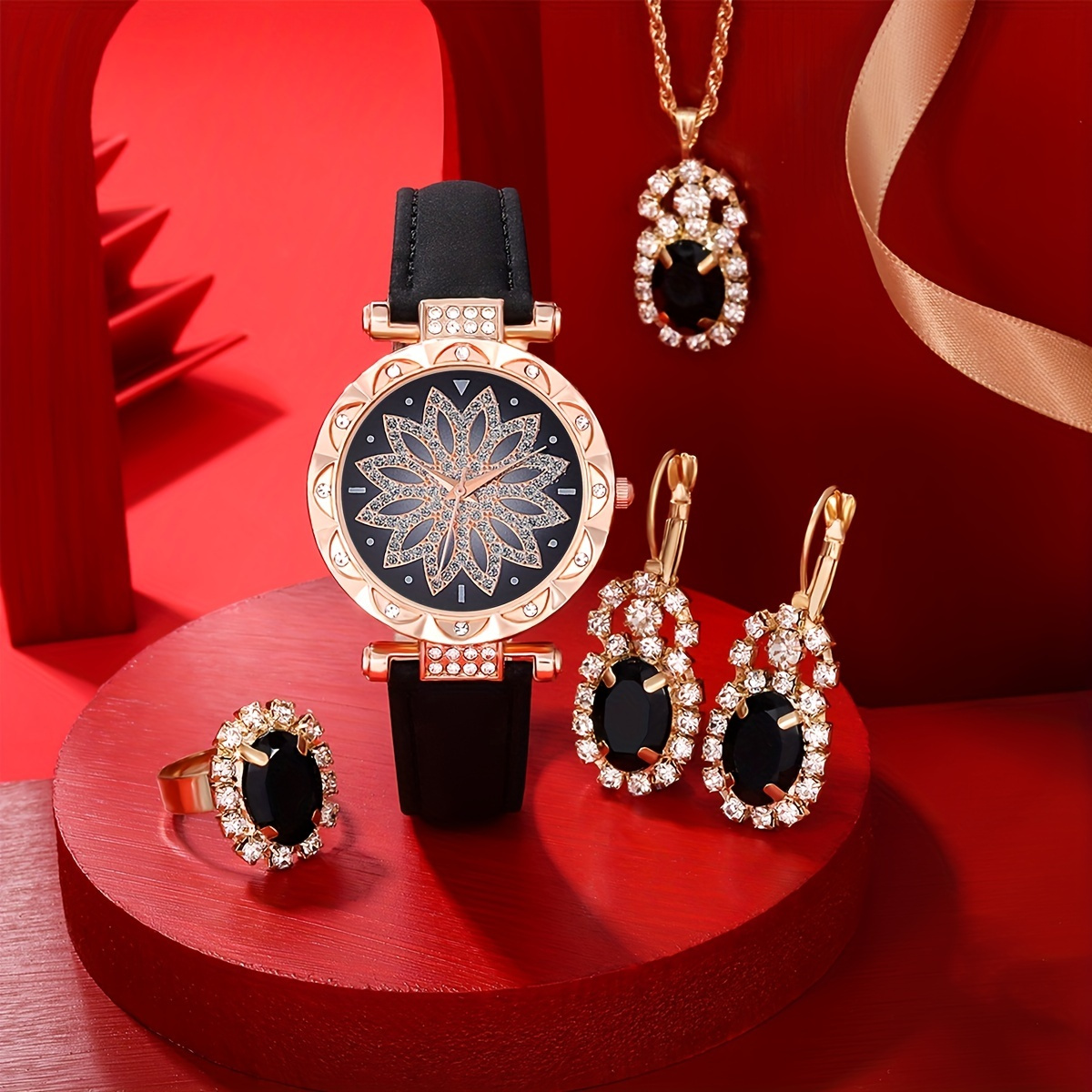 Luxury Watch Gift For Her - Jam Tangan Quartz Berhias Batu Rhinestone
