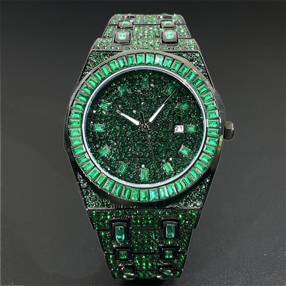 Luxury Watch Iceberg - Jam tangan berlian hijau Hip Hop