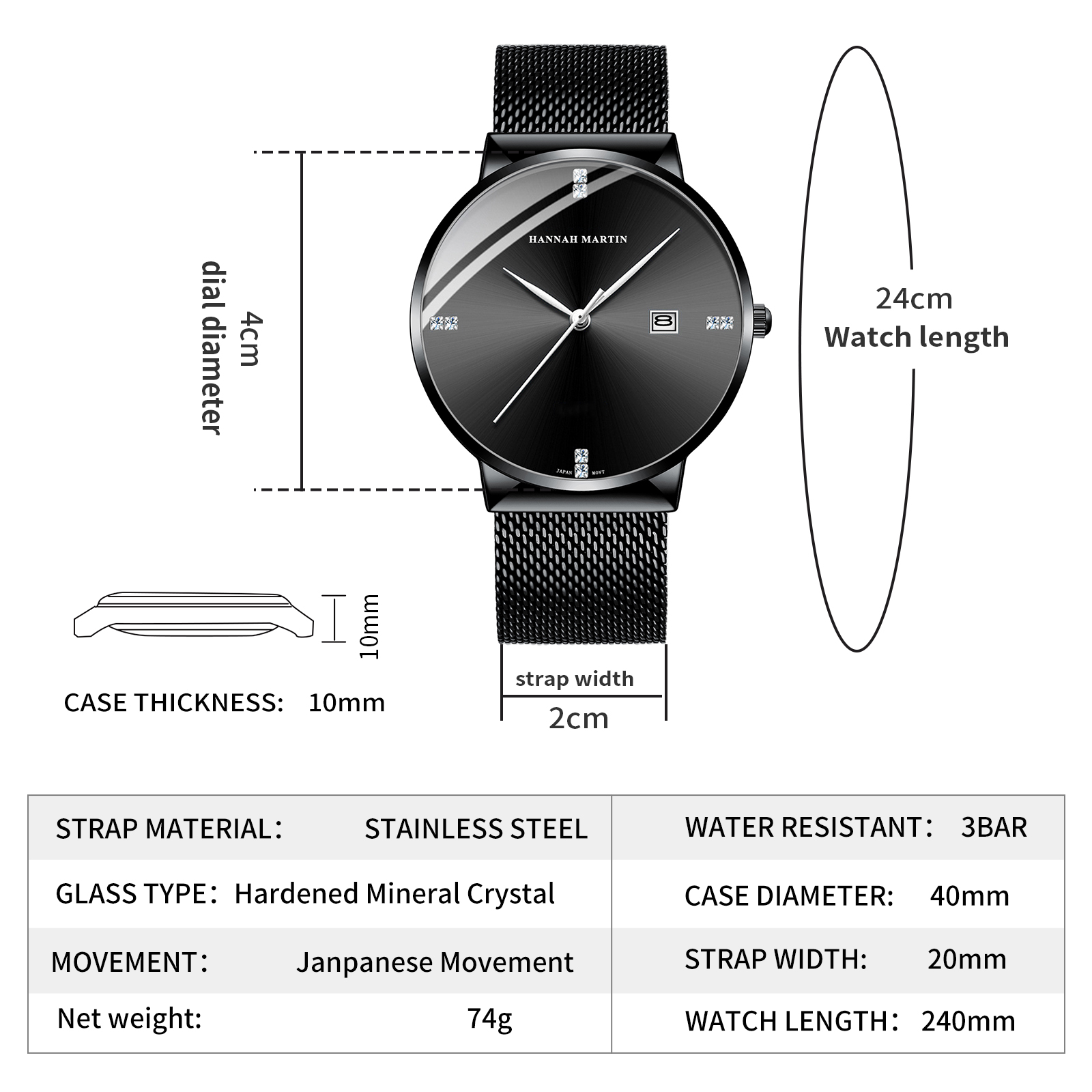 HANNAH MARTIN Jam Tangan Pria, - Luxury Watch Top 10 ulasan dan harga