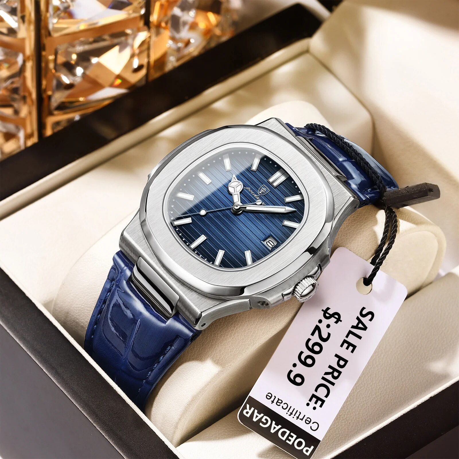 POEDAGAR jam tangan pria kotak - Luxury Watch Top 10 ulasan dan harga