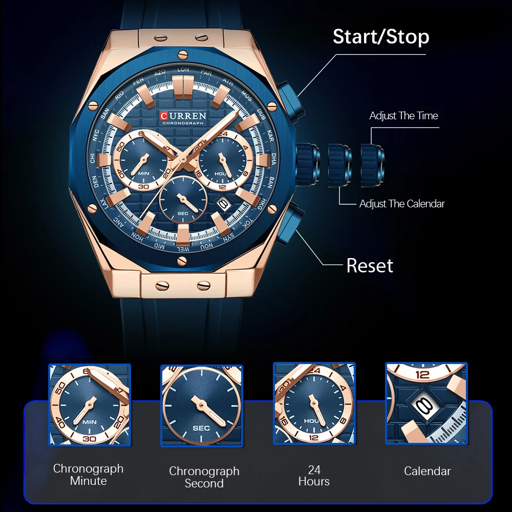 CURREN jam tangan kronograf pr - Luxury Watch Maker ulasan dan harga